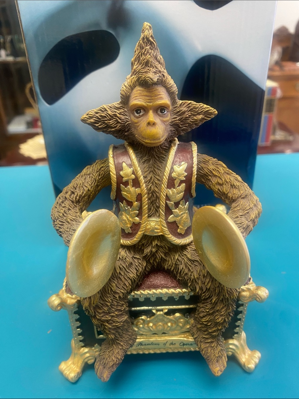 Music box Phantom of the Opera Monkey Figurine with Cymbals - Brown & Gold 1986 - Picture 3 of 7